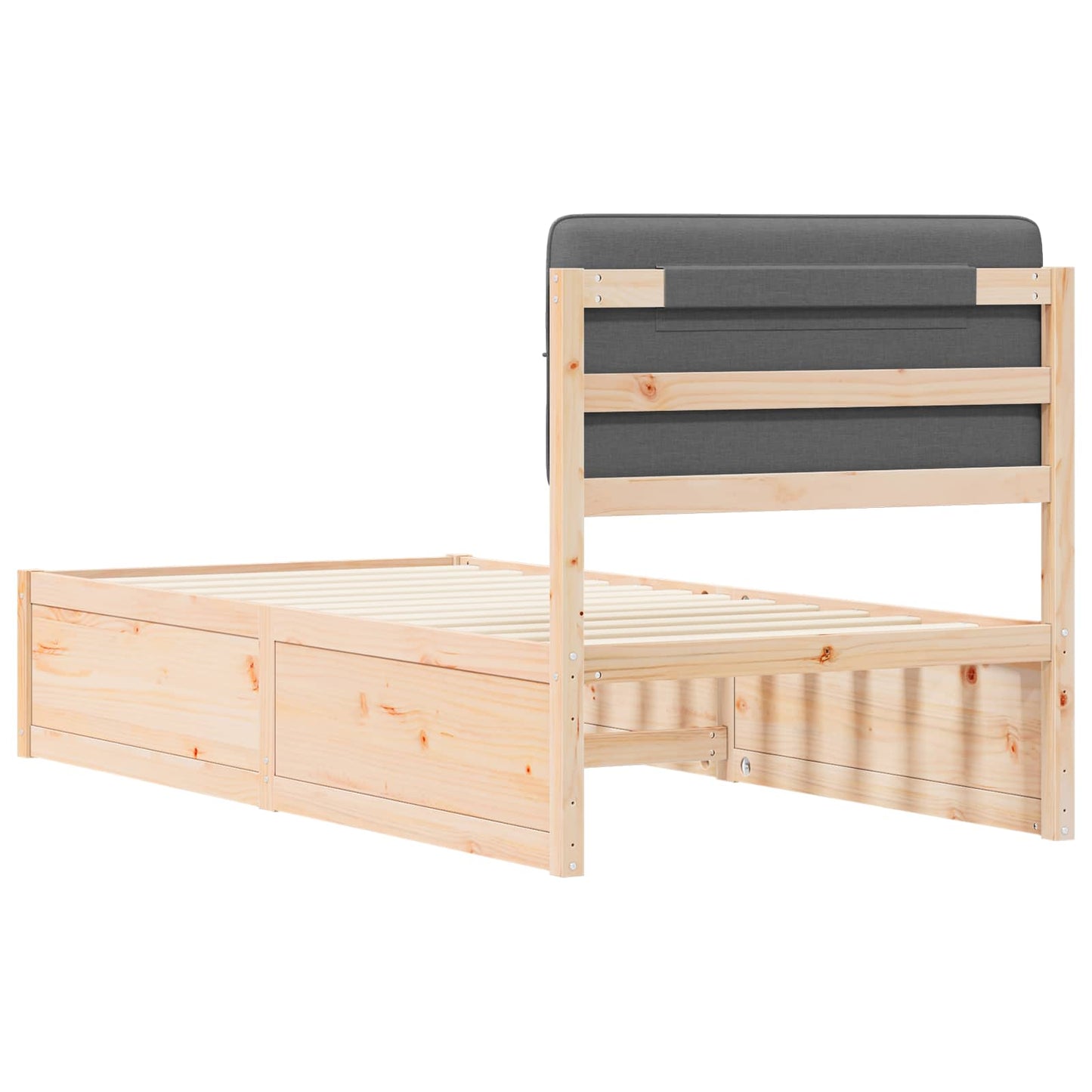 vidaXL Cadre de lit avec tête de lit capitonnée Gris foncé 90 x 190 cm