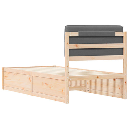 vidaXL Cadre de lit avec tête de lit capitonnée Gris foncé 90 x 190 cm