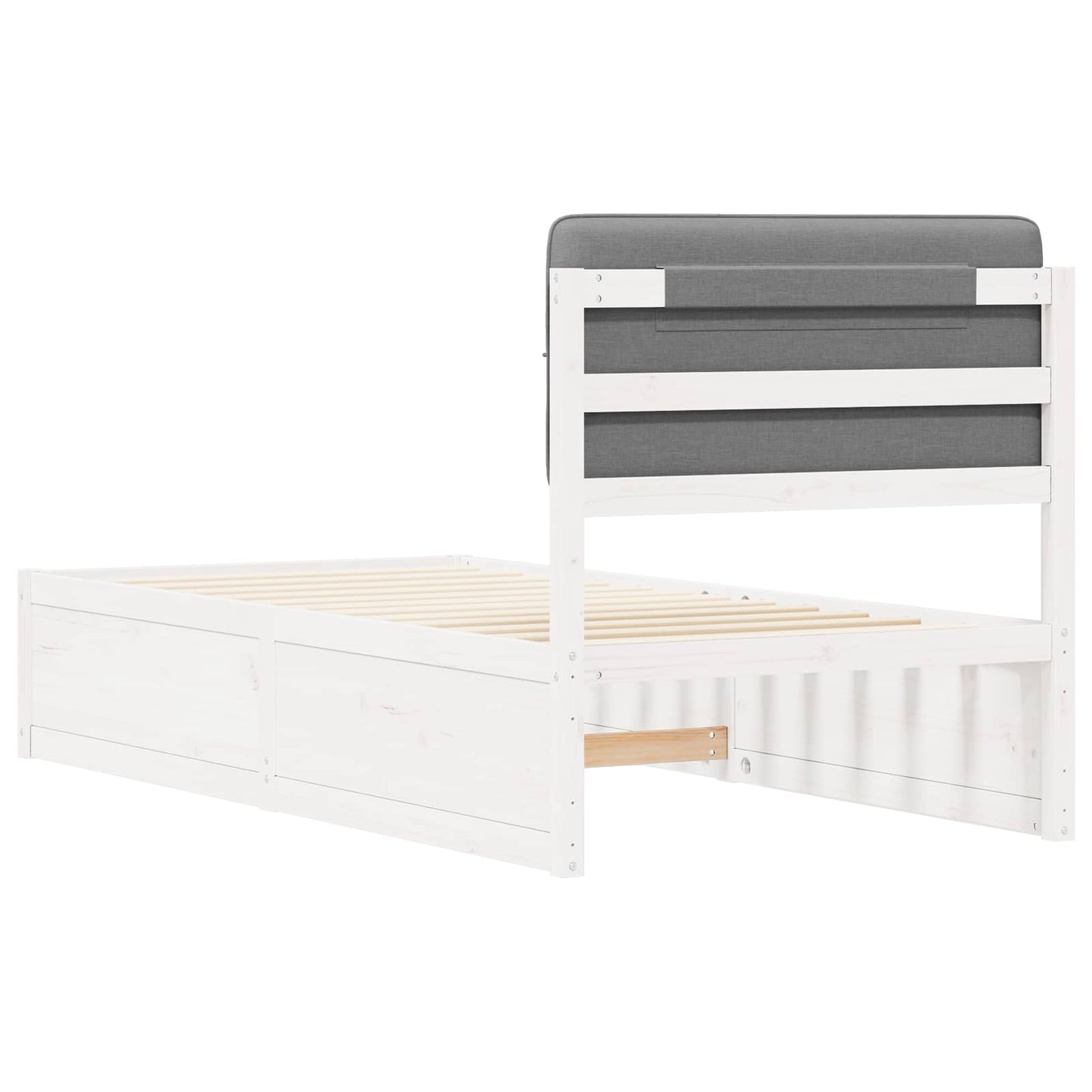 Bettgestell mit gepolstertem Kopfteil Hellgrau 90 x 190 cm