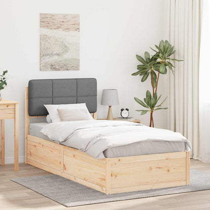 vidaXL Cadre de lit avec tête de lit capitonnée Gris clair 75 x 190 cm