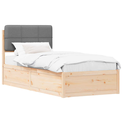 vidaXL Cadre de lit avec tête de lit capitonnée Gris clair 75 x 190 cm