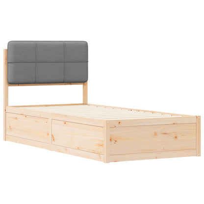 vidaXL Cadre de lit avec tête de lit capitonnée Gris clair 75 x 190 cm