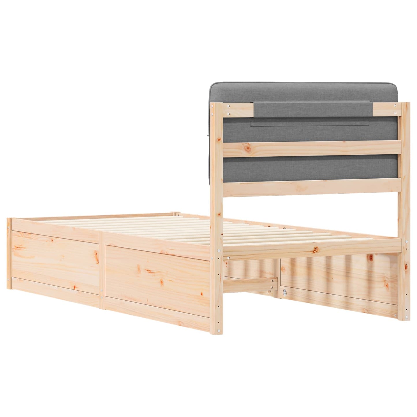 vidaXL Cadre de lit avec tête de lit capitonnée Gris clair 75 x 190 cm