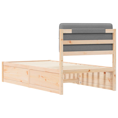vidaXL Cadre de lit avec tête de lit capitonnée Gris clair 75 x 190 cm