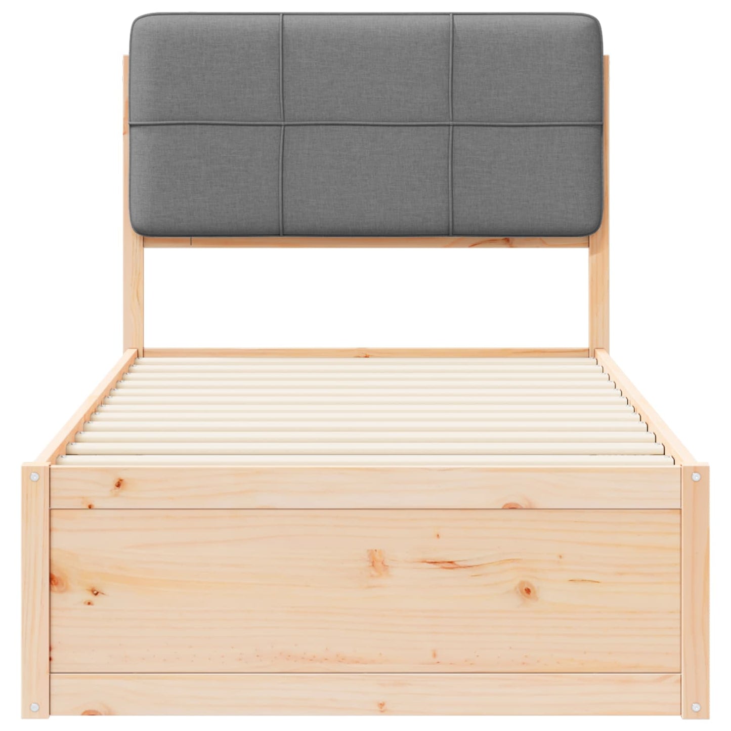 vidaXL Cadre de lit avec tête de lit capitonnée Gris clair 75 x 190 cm