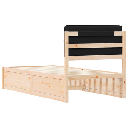 vidaXL Bettgestell mit gepolstertem Kopfteil Schwarz 75 x 190 cm