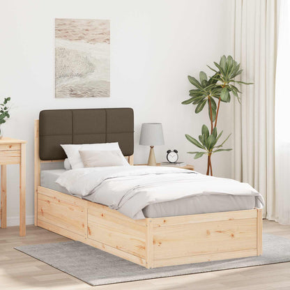 vidaXL Bettgestell mit gepolstertem Kopfteil Taupe 75 x 190 cm