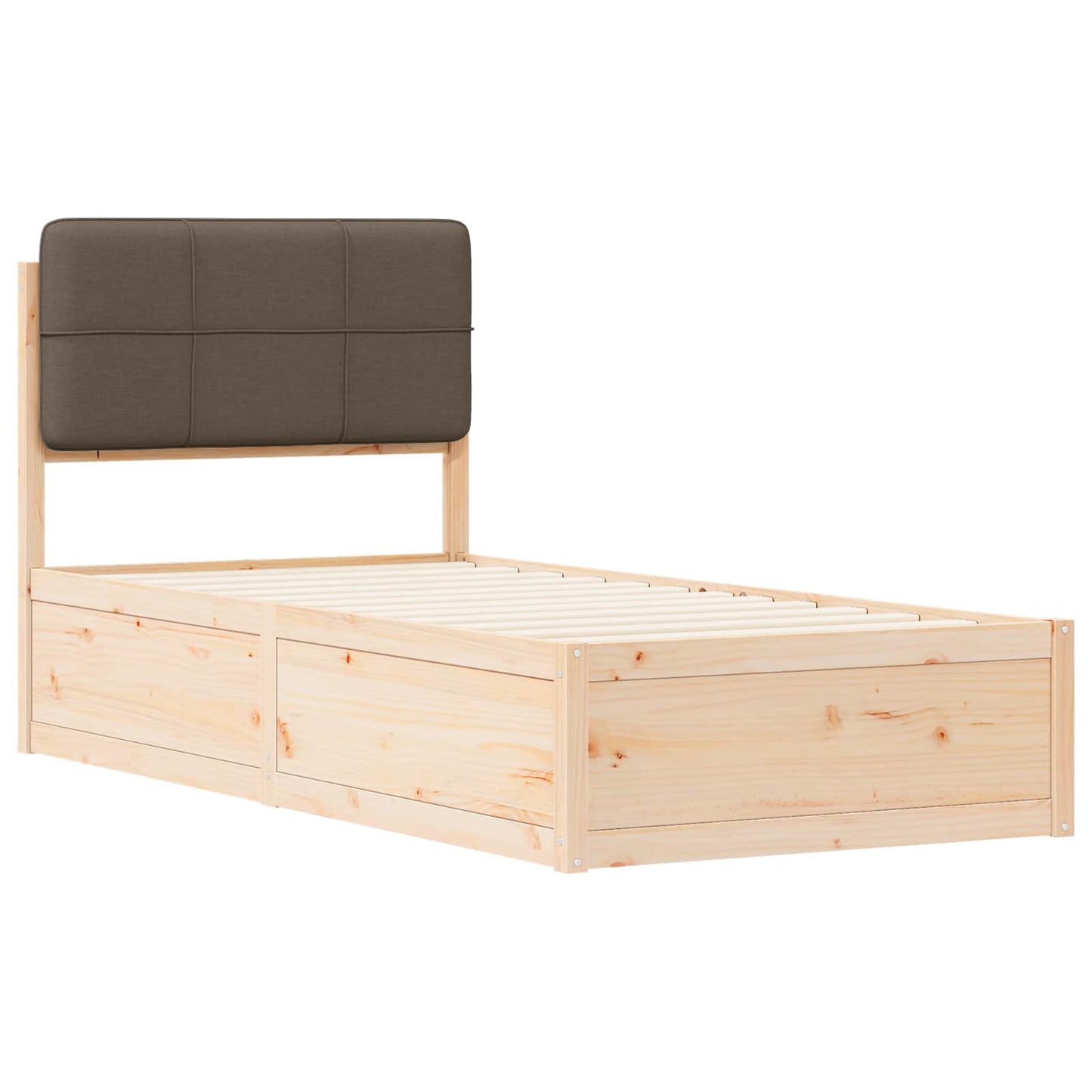 vidaXL Bettgestell mit gepolstertem Kopfteil Taupe 75 x 190 cm