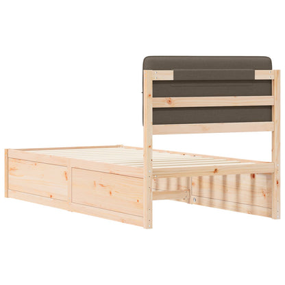 vidaXL Bettgestell mit gepolstertem Kopfteil Taupe 75 x 190 cm