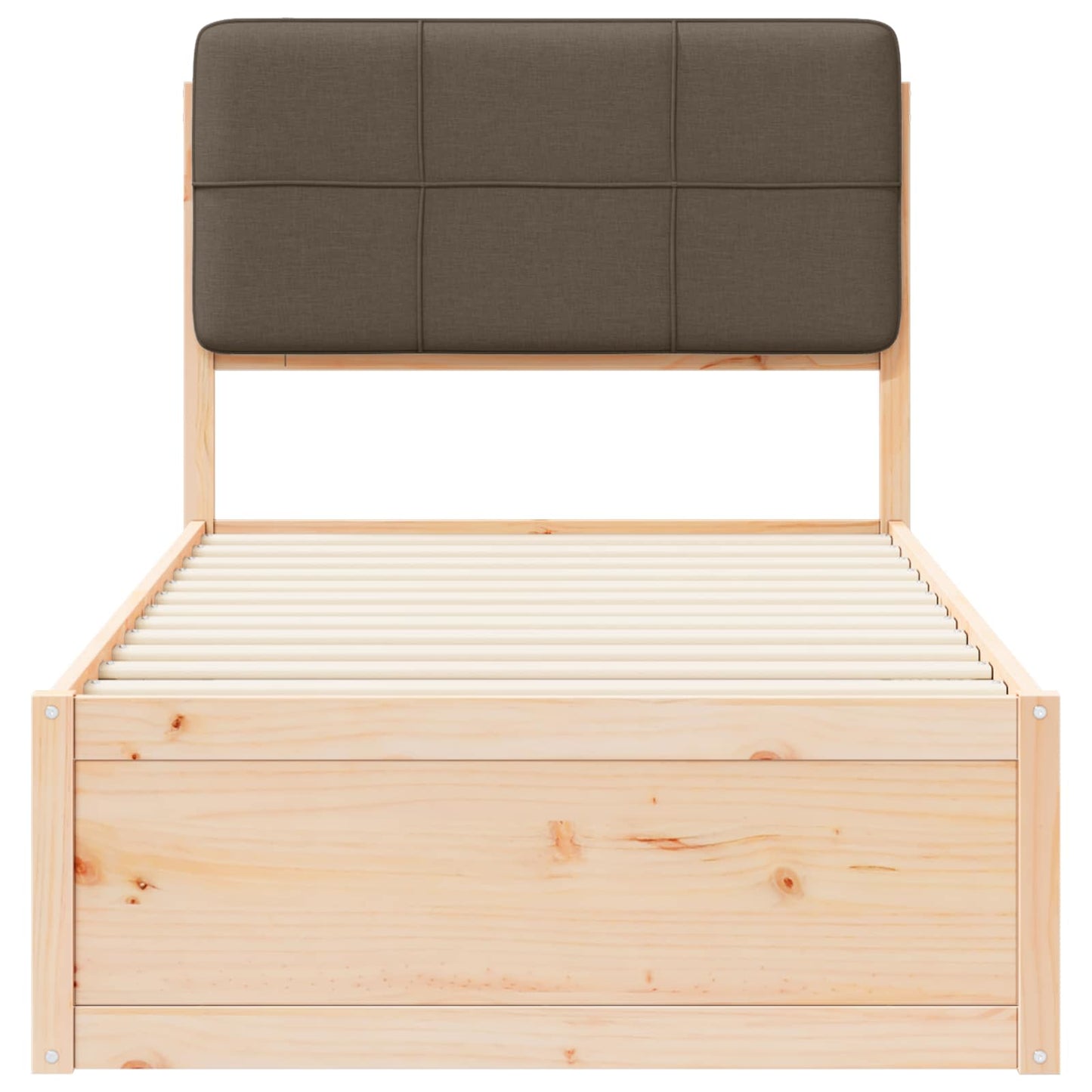 vidaXL Bettgestell mit gepolstertem Kopfteil Taupe 75 x 190 cm