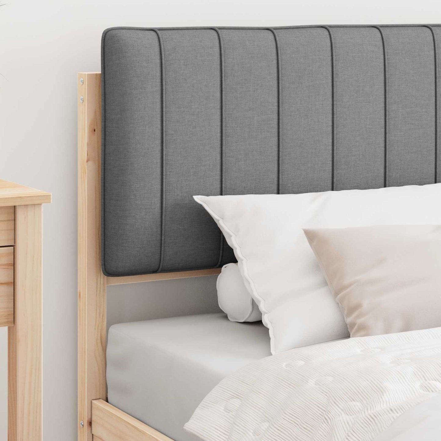 Bettgestell mit gepolstertem Kopfteil Hellgrau 100 x 200 cm