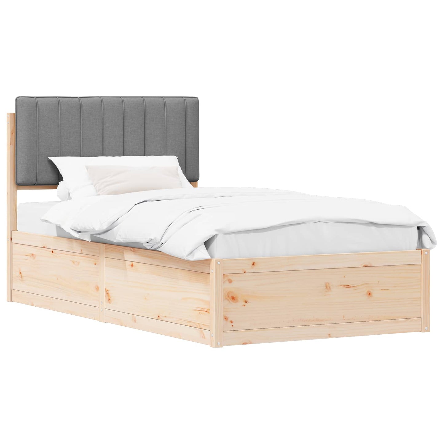 Bettgestell mit gepolstertem Kopfteil Hellgrau 100 x 200 cm