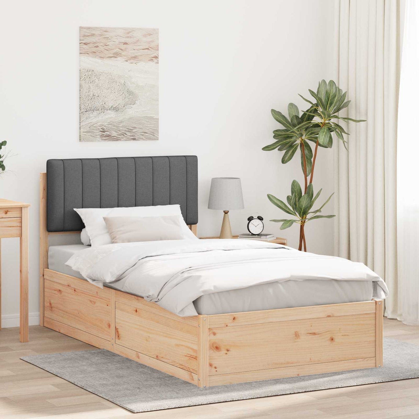 vidaXL Bettgestell mit gepolstertem Kopfteil Dunkelgrau 100 x 200 cm