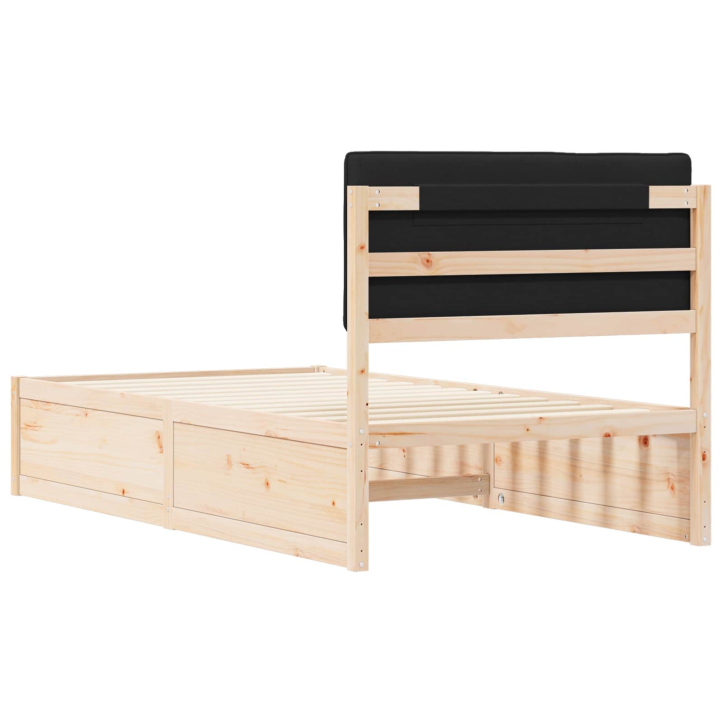 Bettgestell mit gepolstertem Kopfteil Schwarz 100 x 200 cm