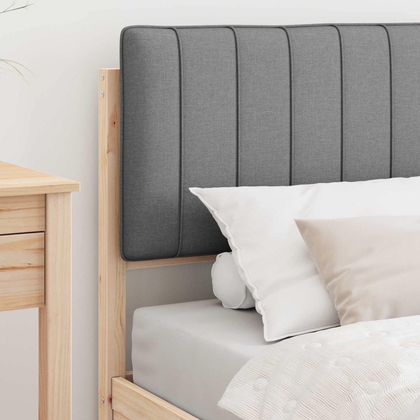 Bettgestell mit gepolstertem Kopfteil Hellgrau 90 x 200 cm