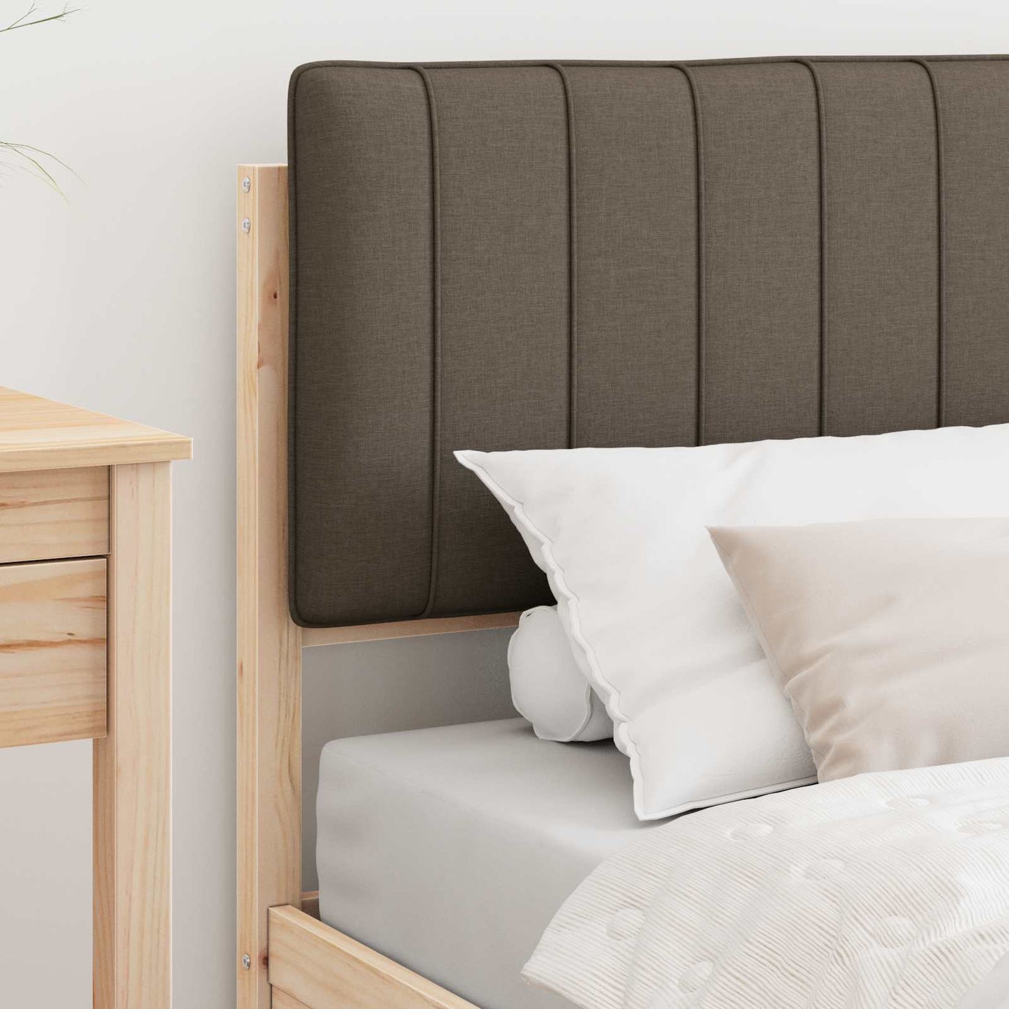 vidaXL Bettgestell mit gepolstertem Kopfteil Taupe 90 x 200 cm