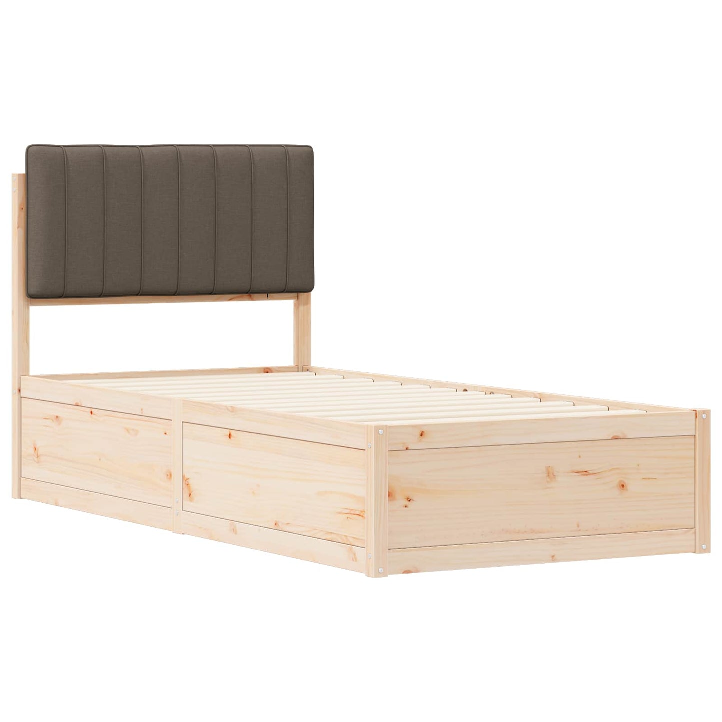 vidaXL Bettgestell mit gepolstertem Kopfteil Taupe 90 x 200 cm