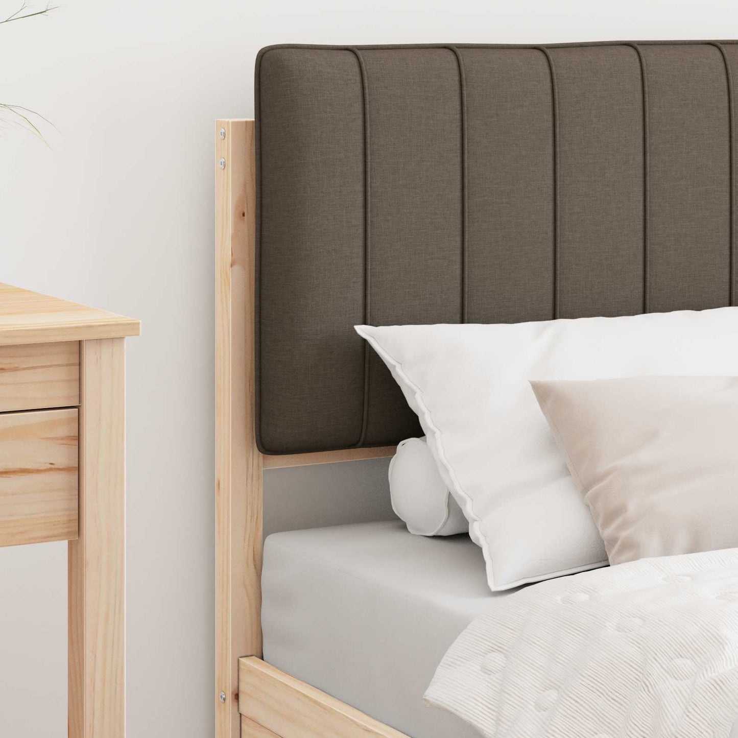 vidaXL Bettgestell mit gepolstertem Kopfteil Taupe 80 x 200 cm