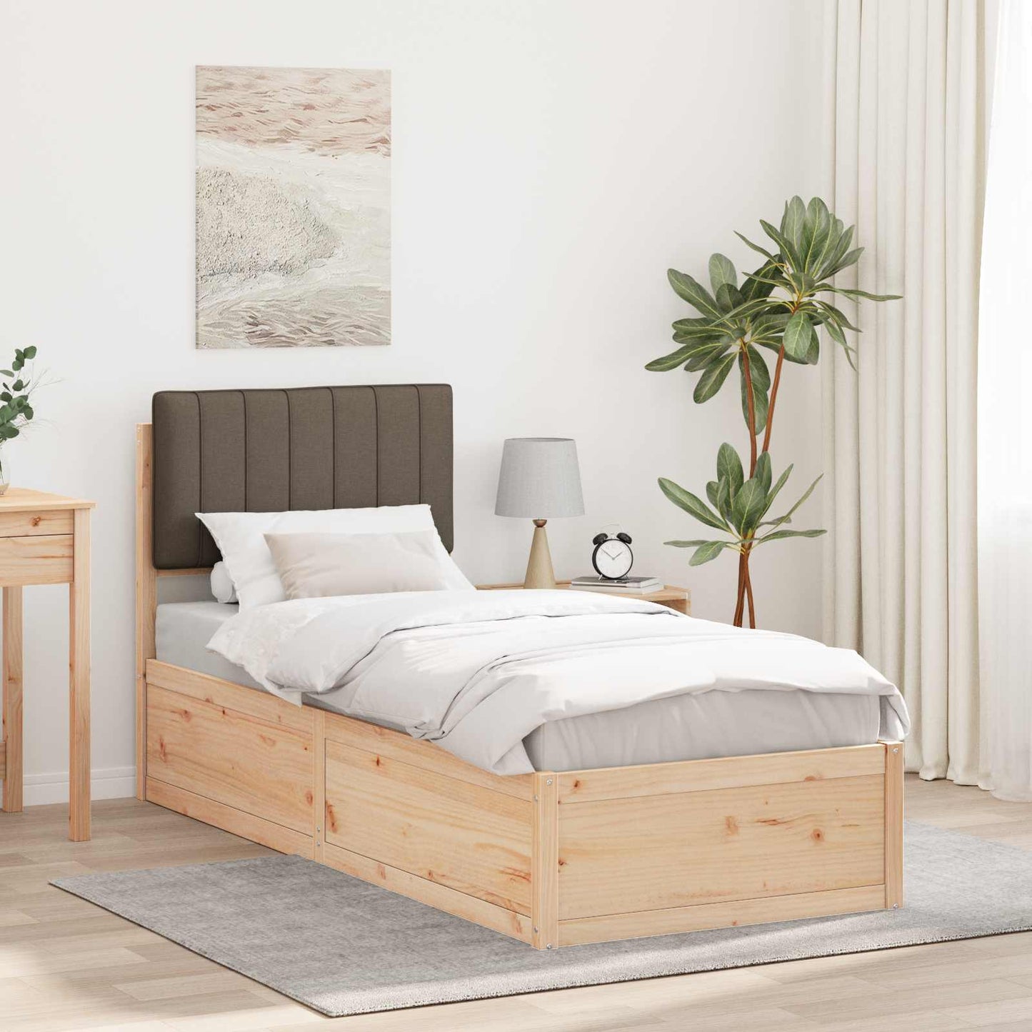 vidaXL Bettgestell mit gepolstertem Kopfteil Taupe 80 x 200 cm