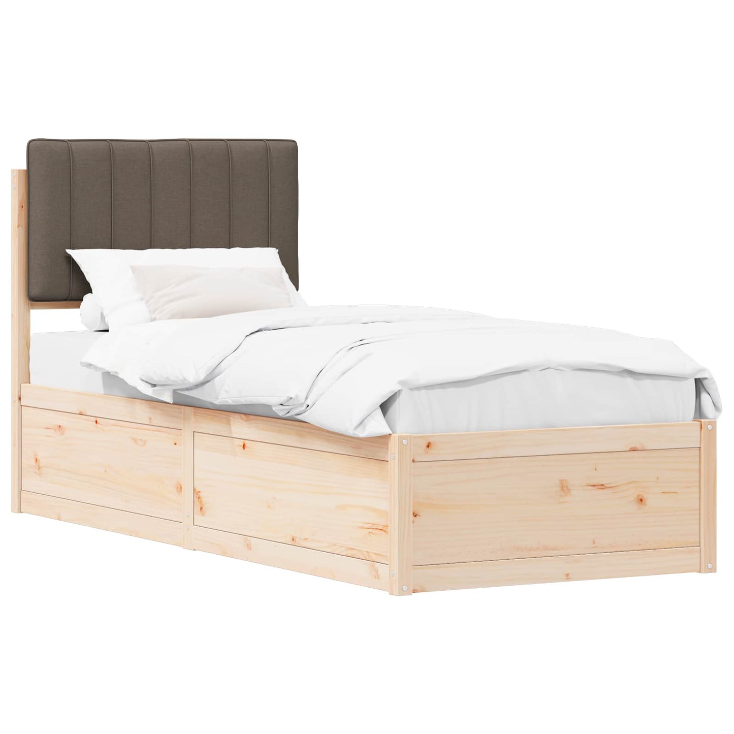 vidaXL Bettgestell mit gepolstertem Kopfteil Taupe 80 x 200 cm