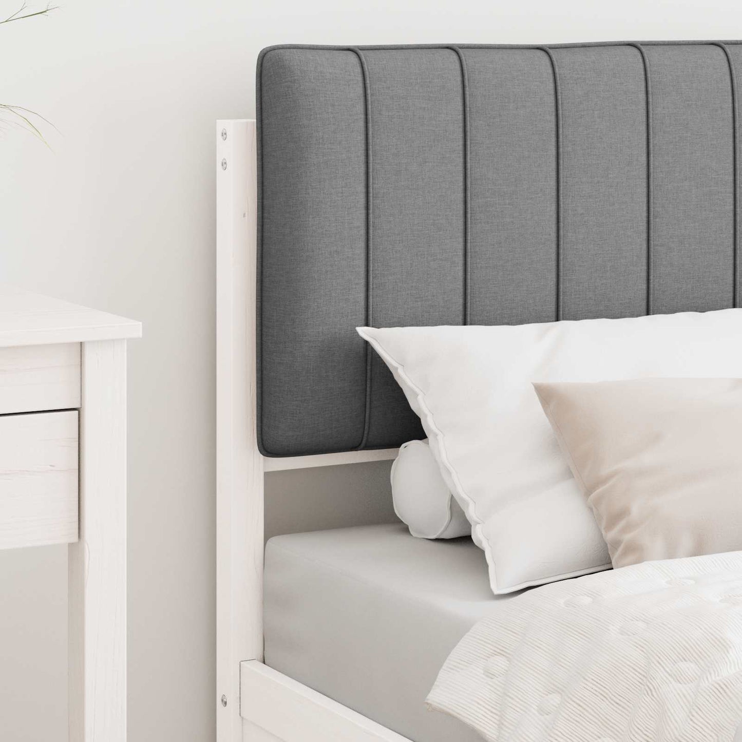 Bettgestell mit gepolstertem Kopfteil Hellgrau 80 x 200 cm