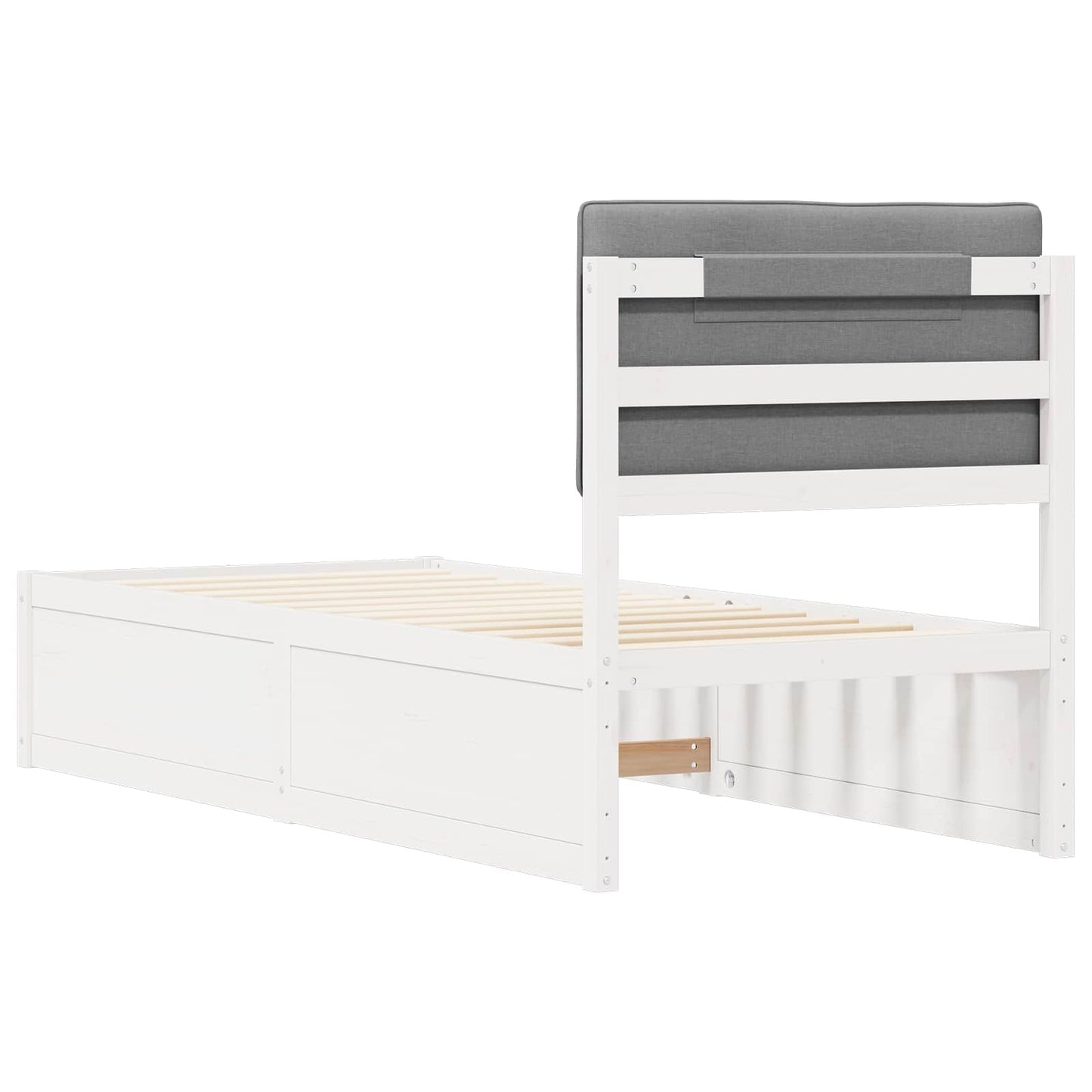 Bettgestell mit gepolstertem Kopfteil Hellgrau 80 x 200 cm