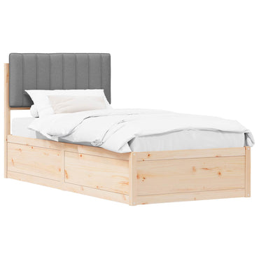 vidaXL Bettgestell mit gepolstertem Kopfteil Hellgrau 90 x 190 cm