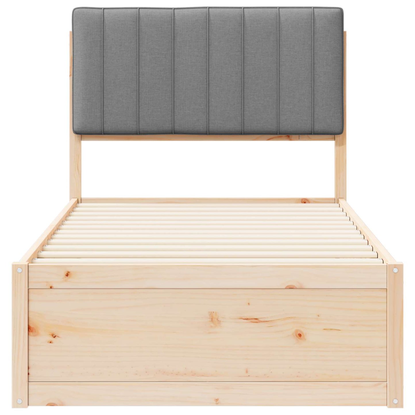 Bettgestell mit gepolstertem Kopfteil Hellgrau 90 x 190 cm