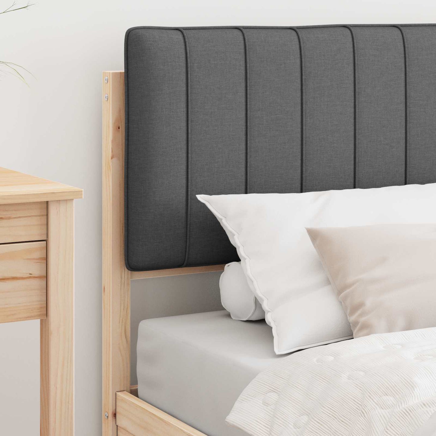 vidaXL Bettgestell mit gepolstertem Kopfteil Dunkelgrau 90 x 190 cm