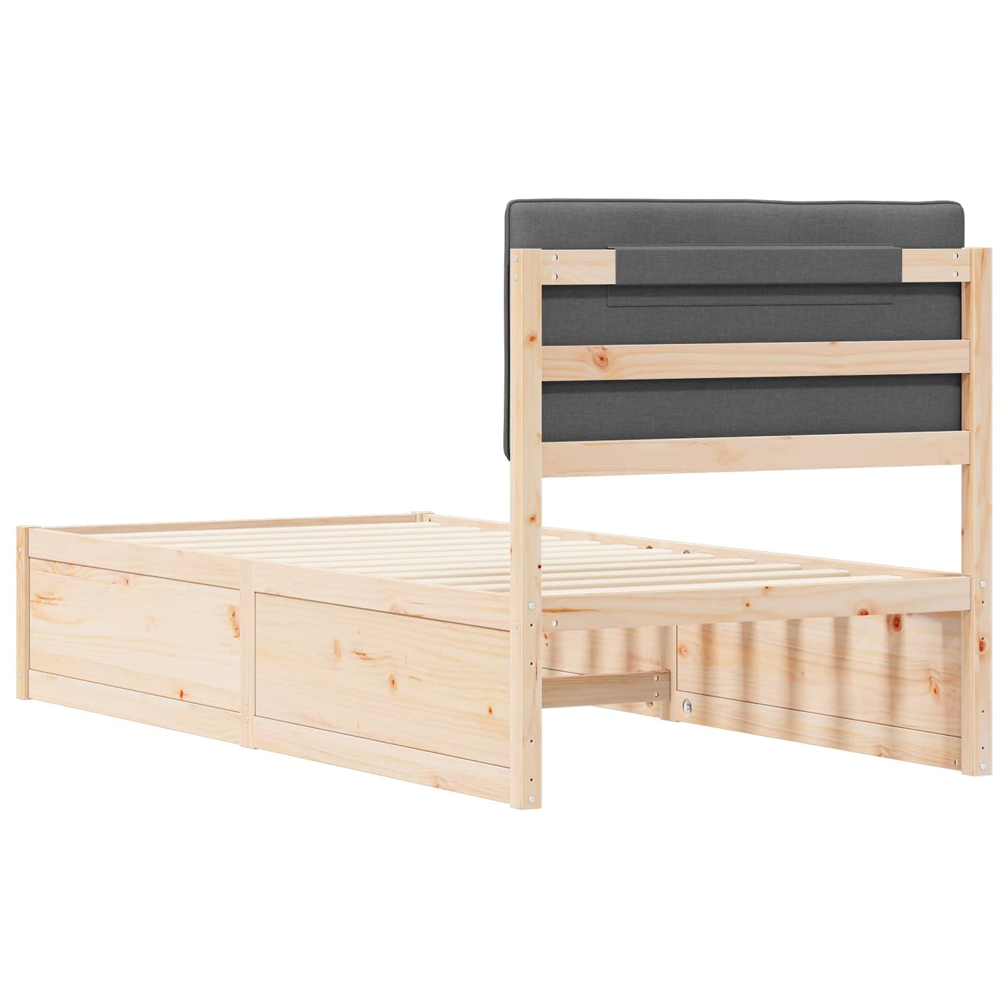 vidaXL Bettgestell mit gepolstertem Kopfteil Dunkelgrau 90 x 190 cm