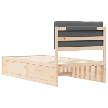 vidaXL Bettgestell mit gepolstertem Kopfteil Dunkelgrau 90 x 190 cm