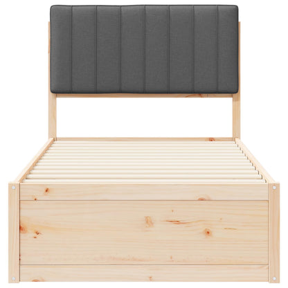 vidaXL Bettgestell mit gepolstertem Kopfteil Dunkelgrau 90 x 190 cm