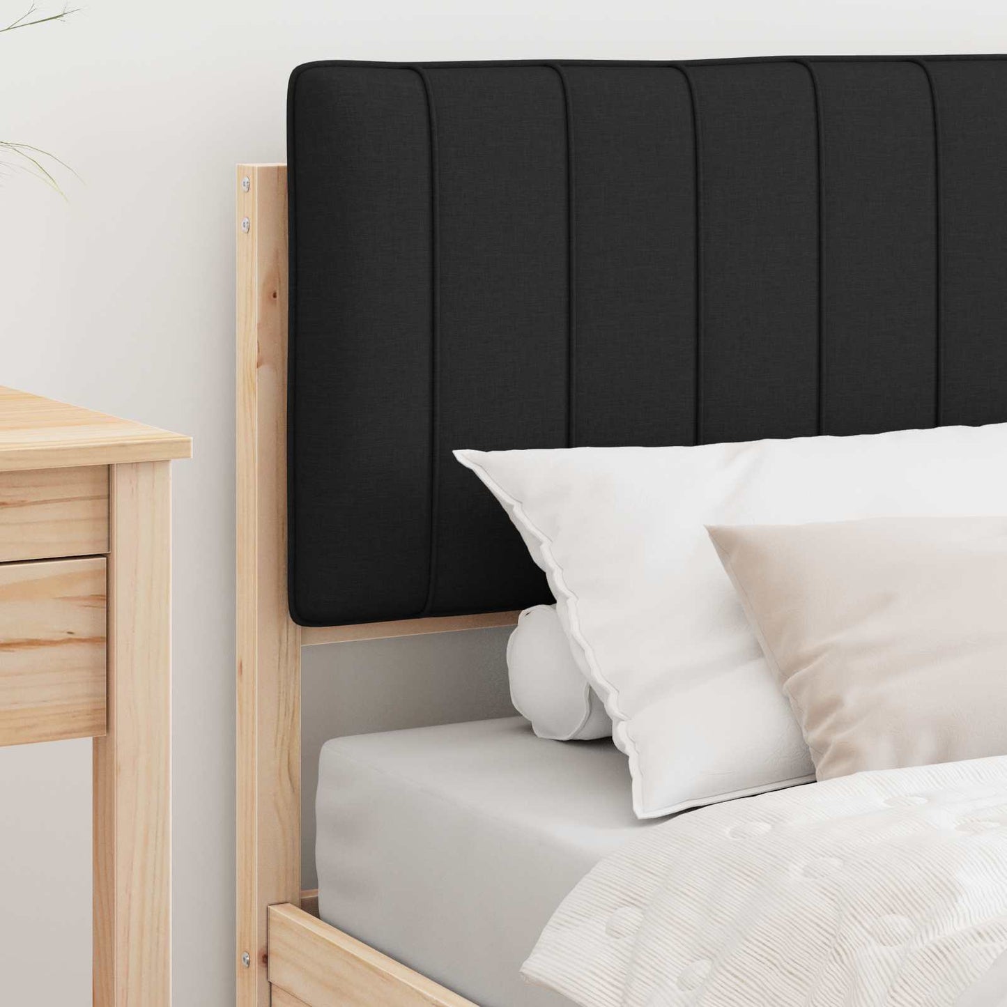 vidaXL Bettgestell mit gepolstertem Kopfteil Schwarz 90 x 190 cm