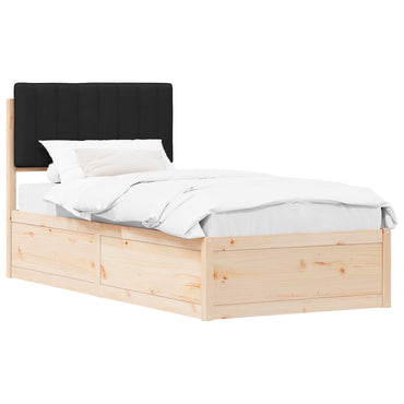 vidaXL Bettgestell mit gepolstertem Kopfteil Schwarz 90 x 190 cm