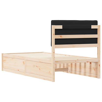 vidaXL Bettgestell mit gepolstertem Kopfteil Schwarz 90 x 190 cm