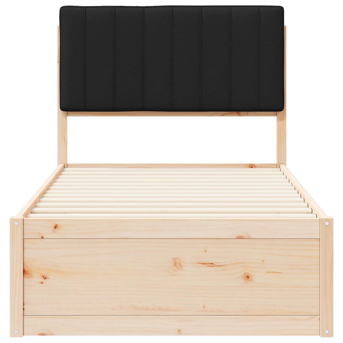 vidaXL Bettgestell mit gepolstertem Kopfteil Schwarz 90 x 190 cm