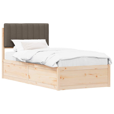 vidaXL Bettgestell mit gepolstertem Kopfteil Taupe 90 x 190 cm