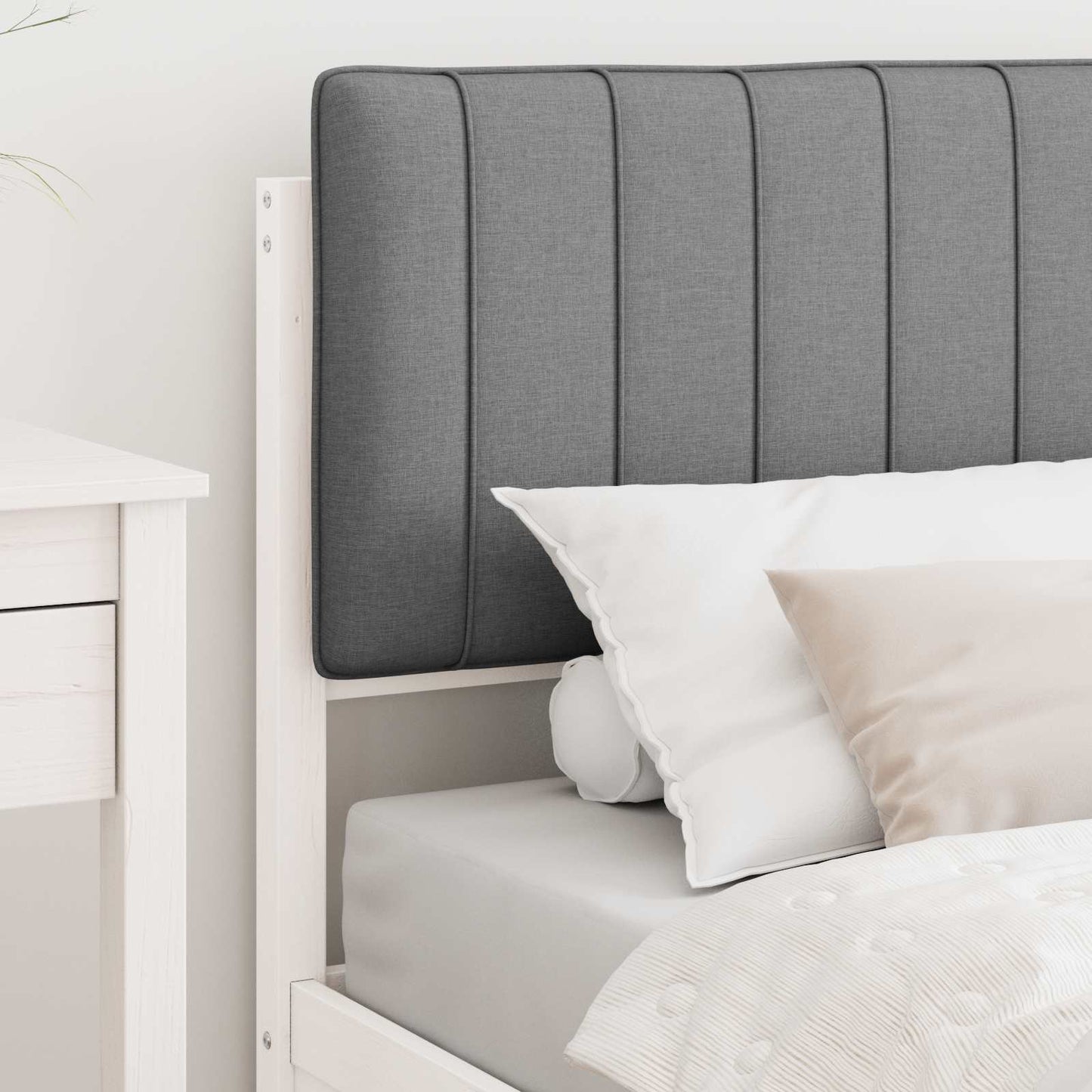 Bettgestell mit gepolstertem Kopfteil Hellgrau 90 x 190 cm