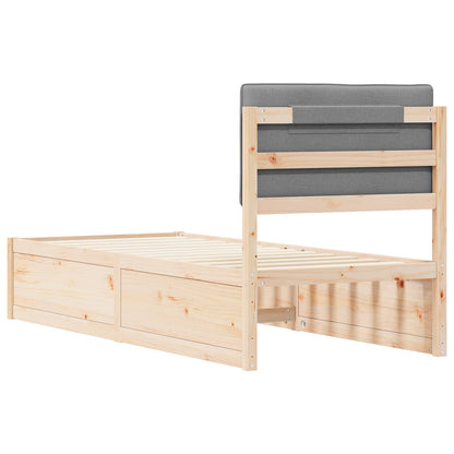 Bettgestell mit gepolstertem Kopfteil Hellgrau 75 x 190 cm