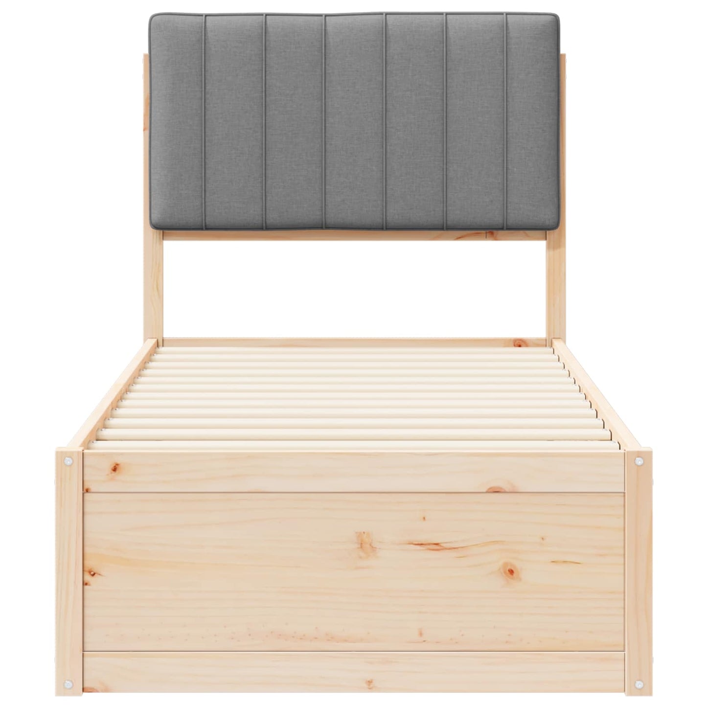 Bettgestell mit gepolstertem Kopfteil Hellgrau 75 x 190 cm