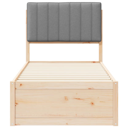 Bettgestell mit gepolstertem Kopfteil Hellgrau 75 x 190 cm