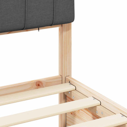 vidaXL Bettgestell mit gepolstertem Kopfteil Dunkelgrau 75 x 190 cm