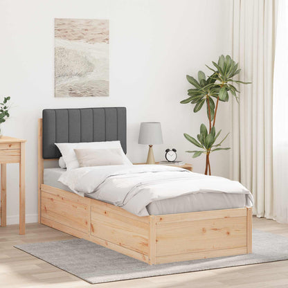 vidaXL Bettgestell mit gepolstertem Kopfteil Dunkelgrau 75 x 190 cm