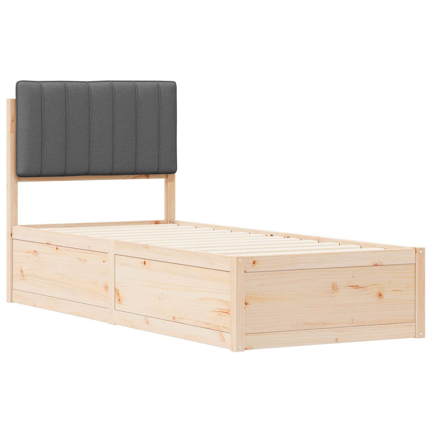 vidaXL Bettgestell mit gepolstertem Kopfteil Dunkelgrau 75 x 190 cm