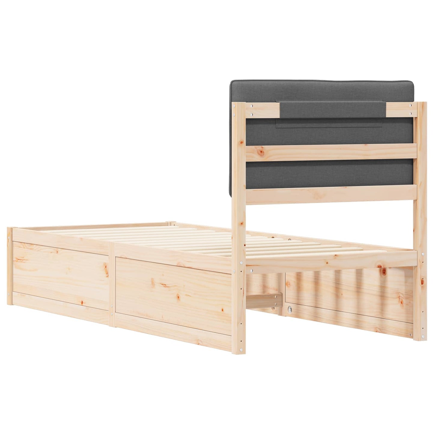 vidaXL Bettgestell mit gepolstertem Kopfteil Dunkelgrau 75 x 190 cm