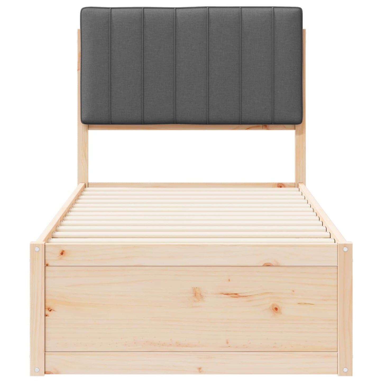 vidaXL Bettgestell mit gepolstertem Kopfteil Dunkelgrau 75 x 190 cm