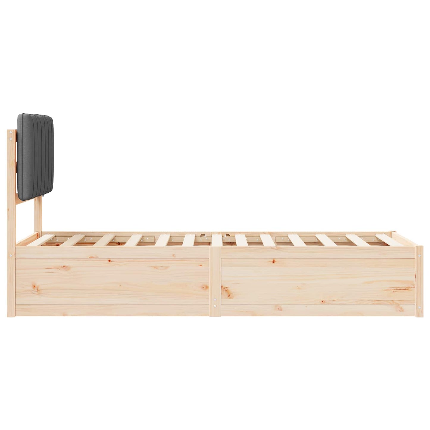 vidaXL Bettgestell mit gepolstertem Kopfteil Dunkelgrau 75 x 190 cm
