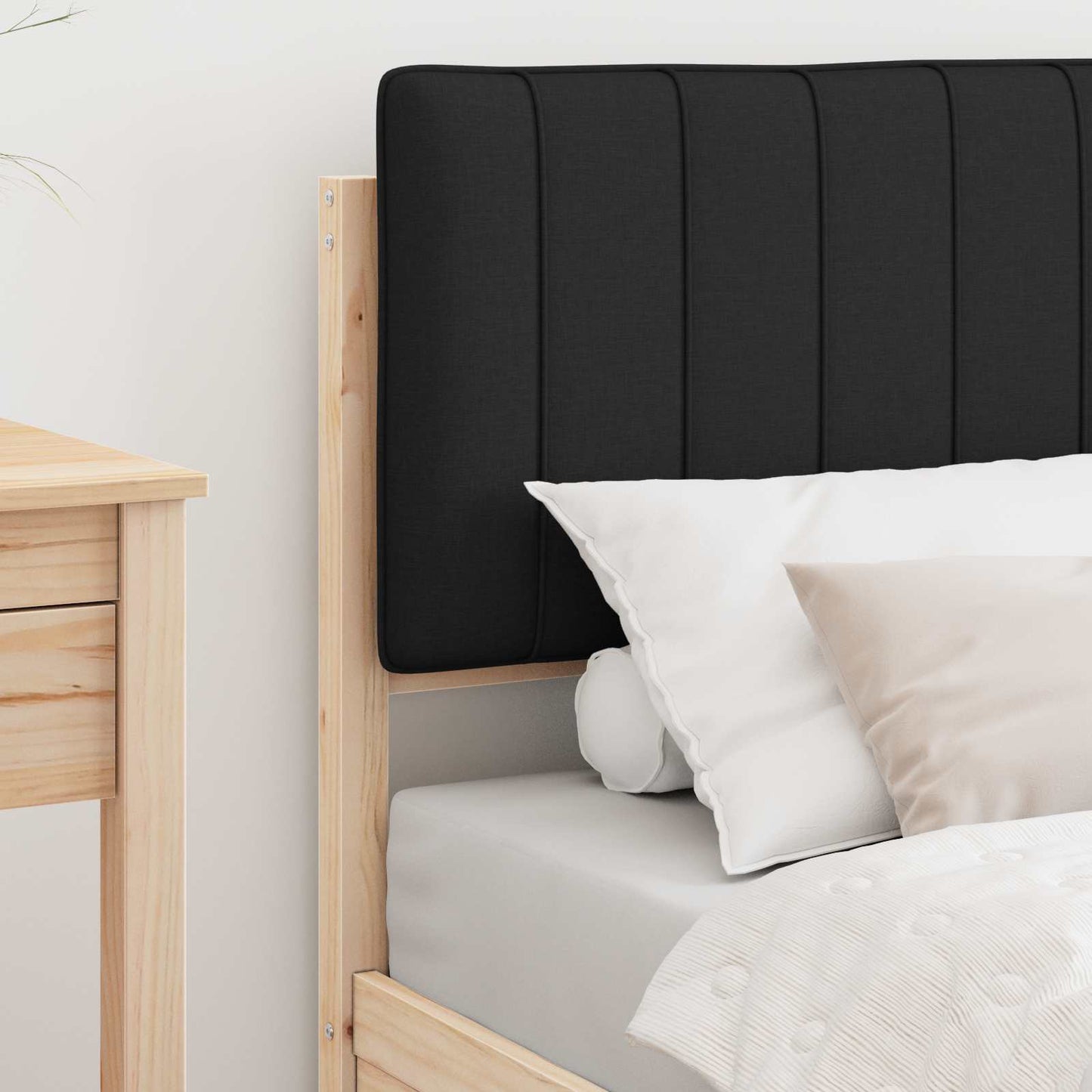 vidaXL Bettgestell mit gepolstertem Kopfteil Schwarz 75 x 190 cm