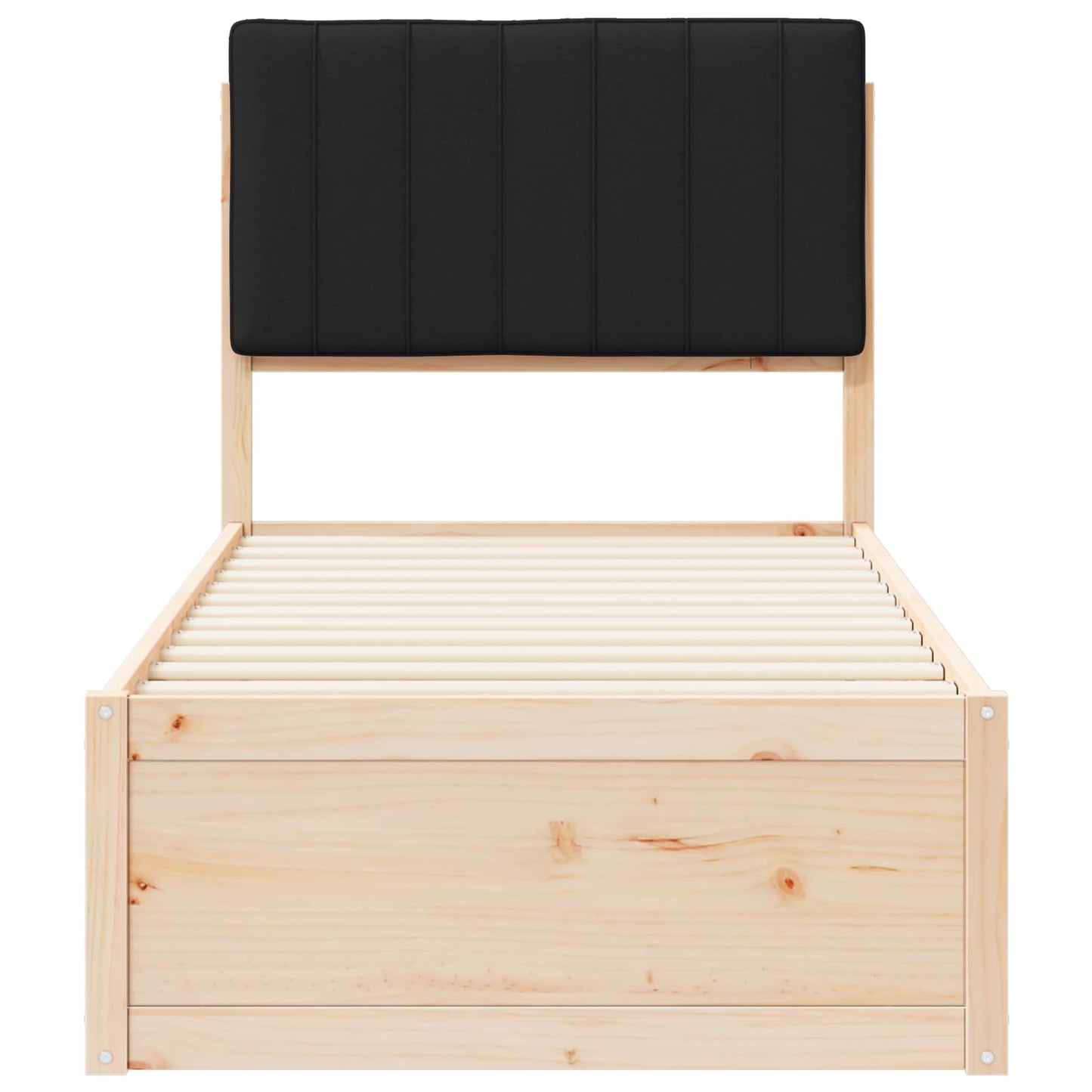 vidaXL Bettgestell mit gepolstertem Kopfteil Schwarz 75 x 190 cm