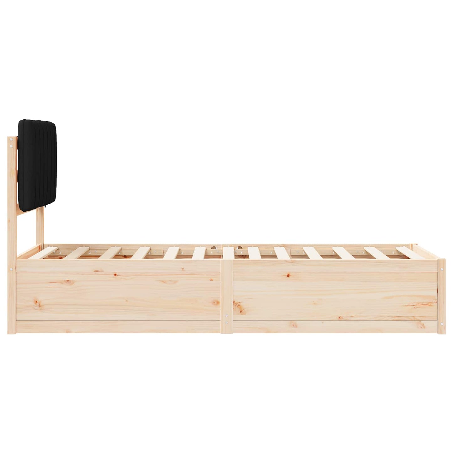 vidaXL Bettgestell mit gepolstertem Kopfteil Schwarz 75 x 190 cm